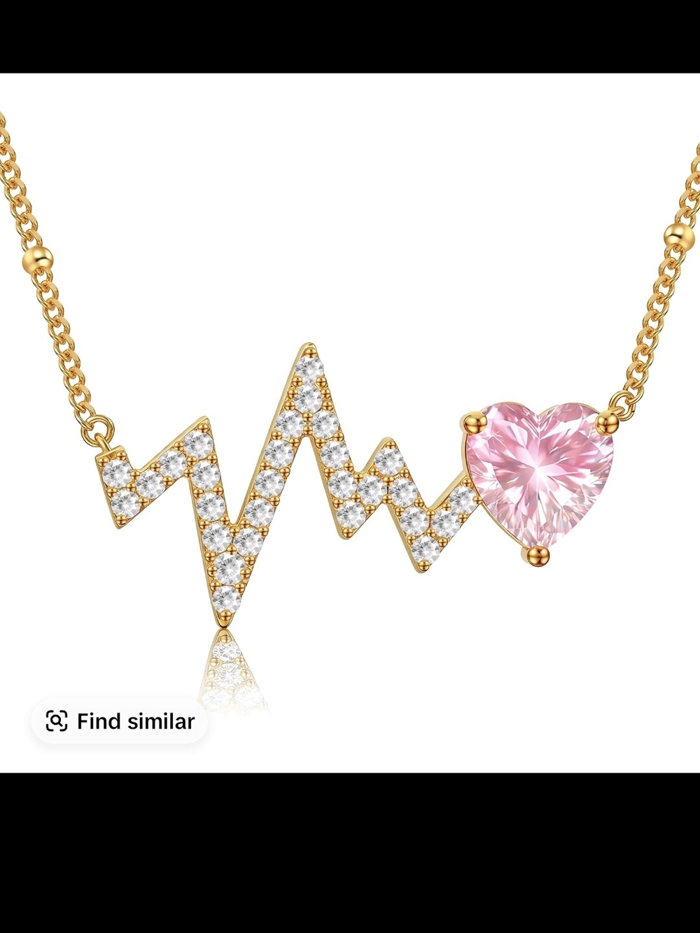 Gold Tone Heartbeat Necklace with Pink Heart Pendant Nwt
